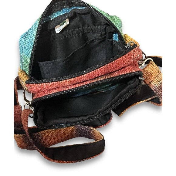 Rainbow Tie Dye 100% Hemp Woven Small Crossbody Utility Bag Hippie Stoner Pride - Picture 8 of 12
